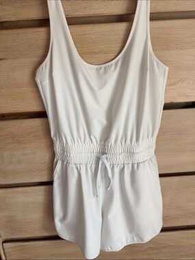 Abercrombie & Fitch White One-Piece Romper with Drawstring Waist